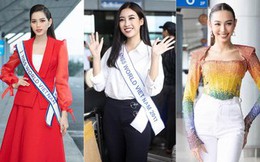Gu thời trang ra sân bay đi thi quốc tế của dàn hậu: Đỗ Thị Hà yêu kiều, Đỗ Mỹ Linh cực giản dị