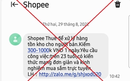 Cảnh giác với tin nhắn giả mạo tên định danh SHOPEE gửi đến người dùng