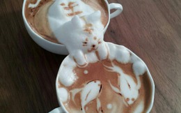 Nghệ thuật từ những tách cà phê sữa Nhật Bản