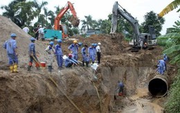 Hà Nội: Vỡ đường ống phân phối nước sông Đà tại điểm siêu thị Big C