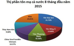 8 tháng Tôn Hoa Sen chiếm thị phần tôn lớn nhất cả nước 31%, Thép Nam Kim đạt 9,68%
