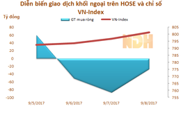 Tuần từ 5 - 8/9: Khối ngoại trên HOSE bán ròng trở lại 104 tỷ đồng