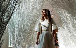 Bà Melania Trump mặc váy trắng đẹp như thiên thần tuyết, chuẩn bị cho Giáng sinh tại Nhà Trắng