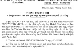 Bộ VHTTDL chỉ đạo thu hồi văn bản gửi Hiệp hội Du lịch thành phố Đà Nẵng