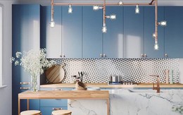 Ngắm phòng bếp được thiết kế lung linh với màu xanh dương