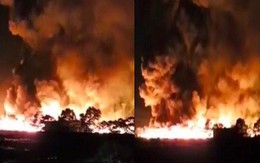 Cháy lớn ở công ty môi trường, ngọn khói lửa bốc cao hàng trăm mét