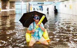 Nhà ga ở Thụy Điển biến thành bể bơi công cộng sau mưa lớn
