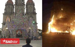 Cháy lớn khu vực trang trí Giáng sinh tại nhà thờ ở Nam Định