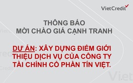 VietCredit thông báo mời chào giá cạnh tranh