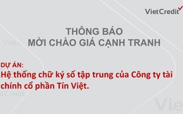 VietCredit thông báo mời chào giá cạnh tranh