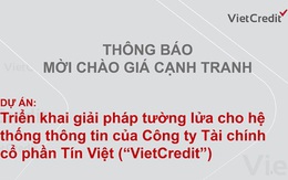 VietCredit  thông báo mời chào giá cạnh tranh