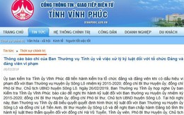 Vĩnh Phúc: Cảnh cáo Bí thư, Chủ tịch UBDN huyện Sông Lô