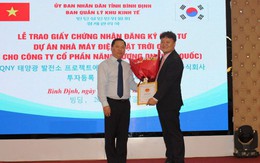 Doanh nghiệp Hàn Quốc đầu tư 1.600 tỷ đồng xây dựng nhà máy điện mặt trời ở Bình Định