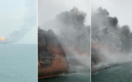Cận cảnh tàu chở dầu treo cờ Việt Nam sau khi cháy ngùn ngụt ngoài khơi Hong Kong