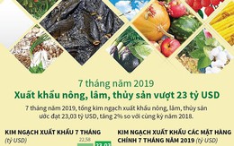 [Infographics] 7 tháng: Xuất khẩu nông, lâm, thủy sản vượt 23 tỷ USD