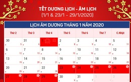 14 ngày nghỉ lễ, Tết năm 2020