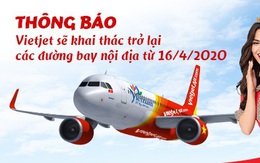 Vietjet Air sẽ bay nội địa trở lại từ 16/4