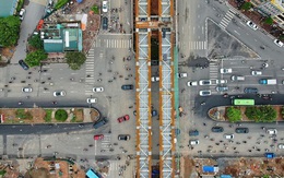 Cận cảnh cầu vượt dầm thép nối liền 3 quận nội thành Hà Nội đang gấp rút thi công