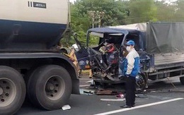 Ô tô tải va chạm với xe bồn trên cao tốc Hà Nội - Hải Phòng, tài xế tử vong trong cabin