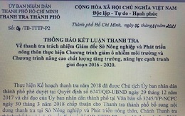 Kết luận thanh tra về trách nhiệm Giám đốc Sở NN & PTNT TP HCM