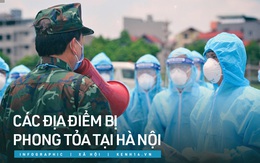 INFOGRAPHIC: Những địa điểm bị phong tỏa, chốt chặn tại Hà Nội do liên quan ca mắc Covid-19