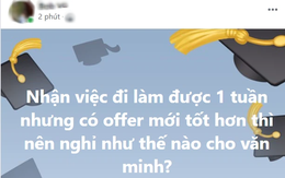 Hỏi khó: Đi làm được 1 tuần nhưng có nơi khác gửi offer tốt hơn thì nên nghỉ việc thế nào cho văn minh?