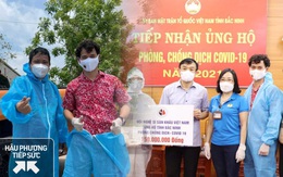 NSƯT Xuân Bắc, NSND Tự Long và MC Thành Trung thay mặt nhóm nghệ sĩ và bạn bè quyên góp 365 triệu VNĐ cho quỹ vắc-xin cộng đồng, 150 triệu VNĐ và quà cho Bắc Ninh, Bắc Giang