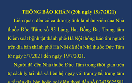 Hà Nội thông báo khẩn tìm người đến nhà thuốc 95 Láng Hạ