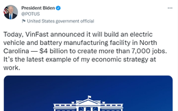 Điểm lạ khi Tổng thống Biden nói về dự án nhà máy 4 tỷ USD của VinFast tại Mỹ trên Facebook, Twitter, nhưng chưa từng nhắc đến Tesla