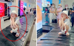 Clip cô gái thản nhiên ngồi lên băng chuyền hành lý sân bay gây phẫn nộ