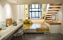 Căn hộ 52m² được thiết kế ấn tượng với cách bố trí nội thất giật cấp tiện lợi