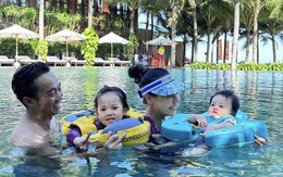 Cường Đô la và Đàm Thu Trang chăm đưa các con đi bơi