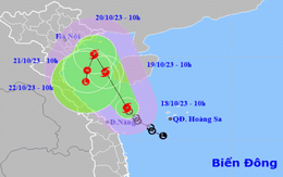 Áp thấp nhiệt đới mạnh lên thành bão số 5, cách Quảng Trị-Quảng Ngãi khoảng 150 km