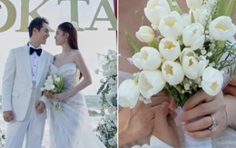 Hoa cầm tay của vợ chồng Đăng Khôi sau 10 năm "cưới lại": Điểm xuyết linh lan trắng - loại hoa lọt top đắt nhất thế giới