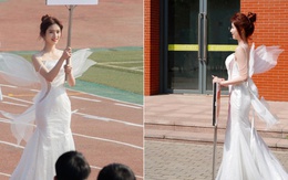 Nữ sinh gây sốt khi diện váy trắng xuất hiện tại khai mạc hội thao trường: "Tưởng đâu là thiên thần thật chứ!"