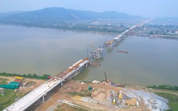 Hình hài cây cầu nghìn tỷ dài nhất tuyến cao tốc đoạn Diễn Châu - Bãi Vọt