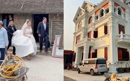 Cô dâu làm đám cưới ở nhà tranh đơn sơ, kế bên là biệt thự "khủng"