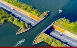 Cây cầu nước nơi tàu thuyền và ô tô 'giao nhau' như ảo ảnh quang học