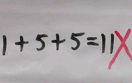 Bài Toán 1+5+5=11 của con bị gạch sai khiến phụ huynh 'đau đầu'