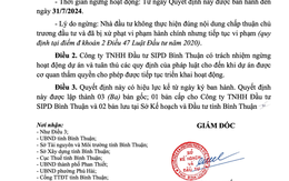 Bình Thuận ra quyết định ngừng hoạt động 2 dự án khu du lịch từ cuối tháng 7/2024