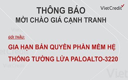 VietCredit thông báo mời chào giá cạnh tranh