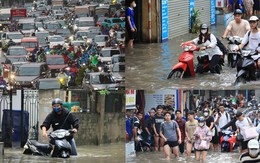 Mưa lớn xuyên đêm, nhiều tuyến đường ngập sâu, người Hà Nội rời nhà trước 6h sáng vẫn không thoát tắc