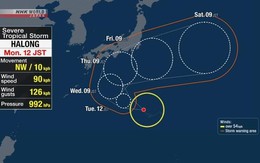 Cơn bão mang tên Hạ Long đang từng bước áp sát Nhật Bản, gió giật 125km/h