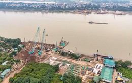 Hiện trạng cầu Tứ Liên vượt sông Hồng sau 7 tháng thi công