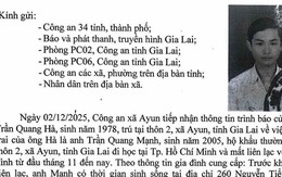Gia Lai: Tìm kiếm nam sinh viên mất liên lạc gần 1 tháng