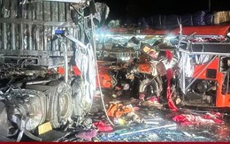Hiện trường vụ xe khách tông xe đầu kéo khiến 6 người chết