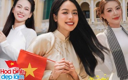 Hoa hậu Th789bet login Thủy, Hoàng Thuỳ Linh cùng dàn sao mặc áo dài mừng Đại lễ 30/4