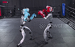 Robot hình 789bet có uy tín không hăng say tập luyện trên võ đài, tung cú đấm như võ sĩ