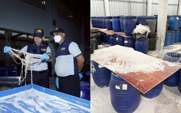 Phát hiện hơn 40 tấn lòng lợn ước tính 7,9 tỷ đồng nhập lậu từ Trung Quốc, bốc mùi hôi thối trong kho hàng tại Thái Lan