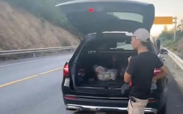 Tài xế dừng ô tô trên cao tốc Cam Lộ - La Sơn để xuống sông câu cá